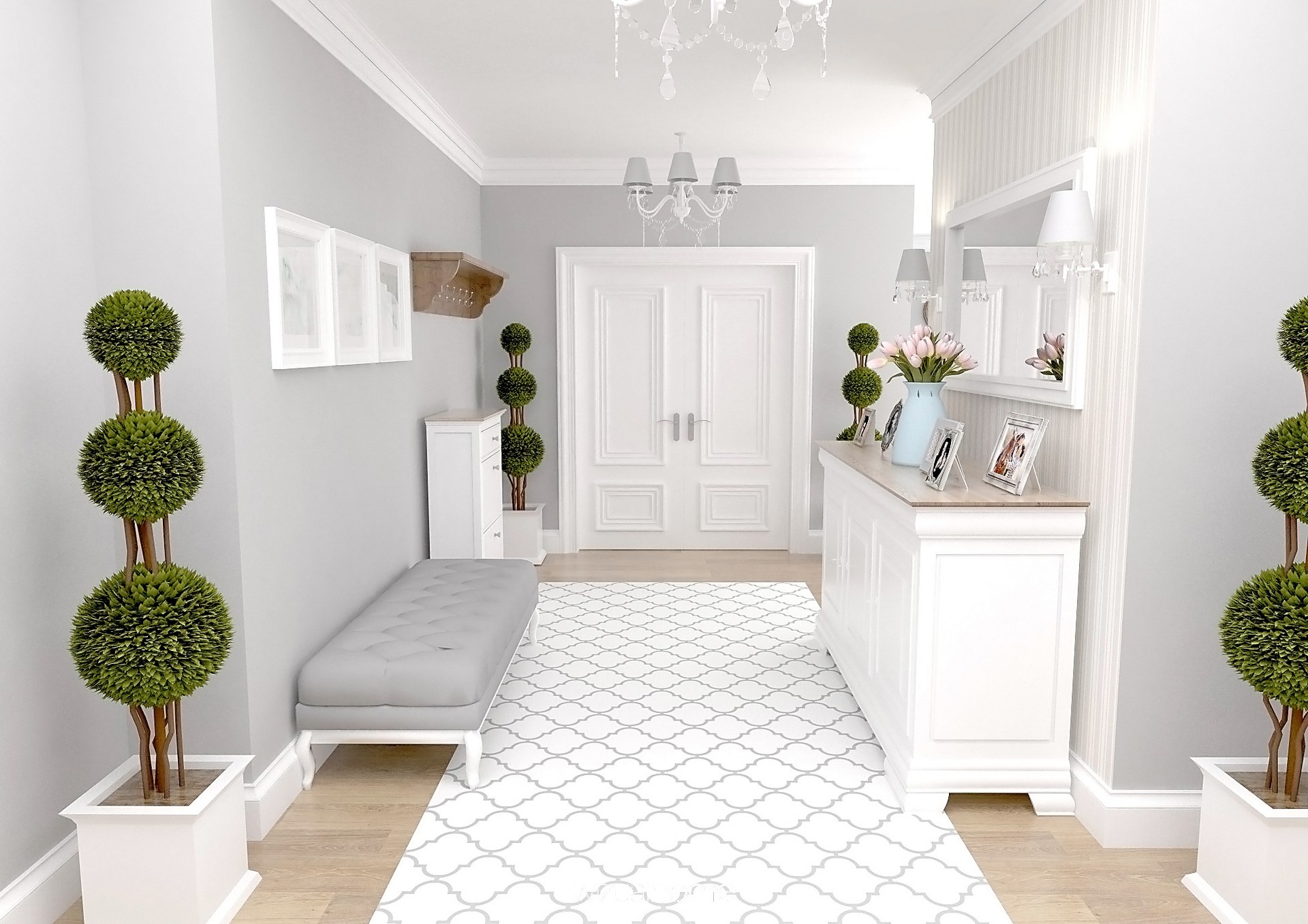 Projekt holu w apartamencie w stylu klasycznym Projekt holu w apartamencie w stylu klasycznym